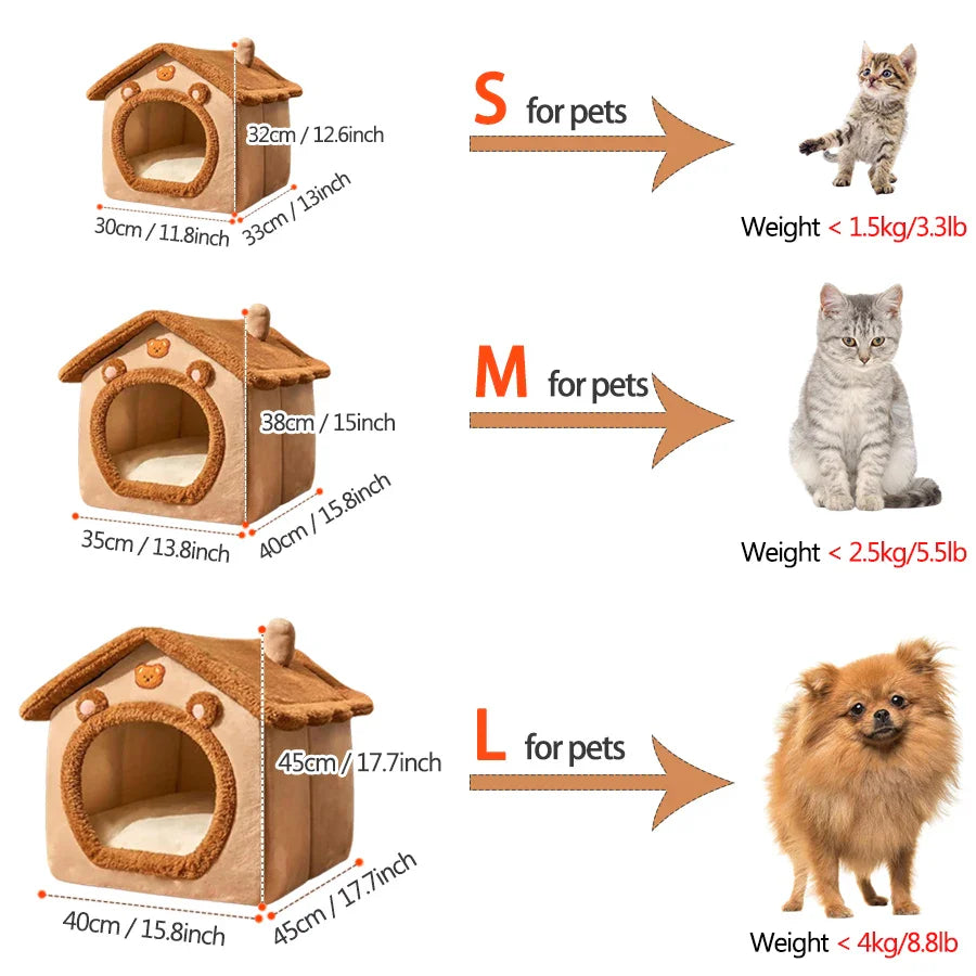 Foldable Pet Cave Bed
